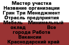 Мастер участка › Название организации ­ Грин Три Менеджмент › Отрасль предприятия ­ Мебель › Минимальный оклад ­ 60 000 - Все города Работа » Вакансии   . Краснодарский край,Армавир г.